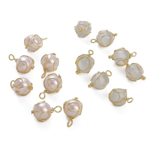 Brass Jewelry Pendants with Cats Eye & Plastic Pearl DIY Approx 2mm Sold By PC