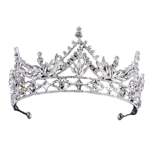 Bridal Tiaras Zinc Alloy with Crystal plated fashion jewelry & for woman & with rhinestone white nickel lead & cadmium free diameter 140mm height 70mm arc length 280-300mm Sold By PC