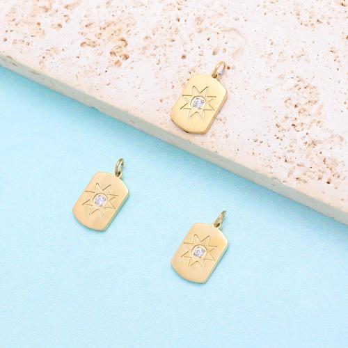 Stainless Steel Heart Pendants, 304 Stainless Steel, Vacuum Ion Plating, DIY & micro pave cubic zirconia, golden, Sold By PC