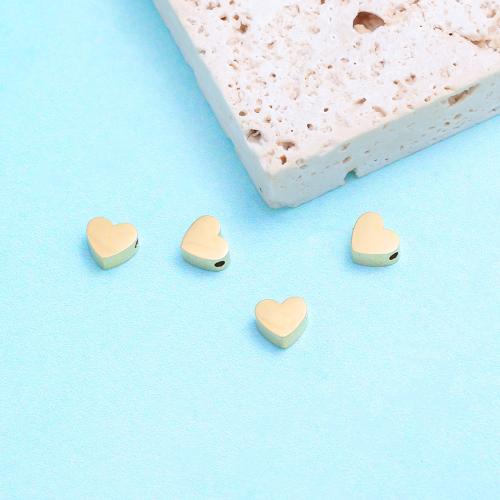 Stainless Steel Beads 304 Stainless Steel Heart Vacuum Ion Plating DIY golden Sold By PC