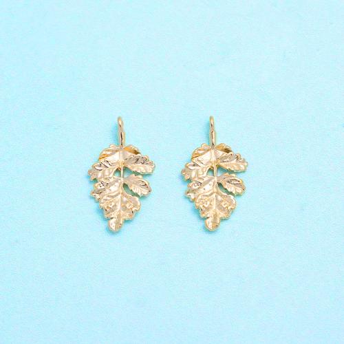 Stainless Steel Heart Pendants, 304 Stainless Steel, Leaf, Vacuum Ion Plating, DIY, golden, Sold By PC