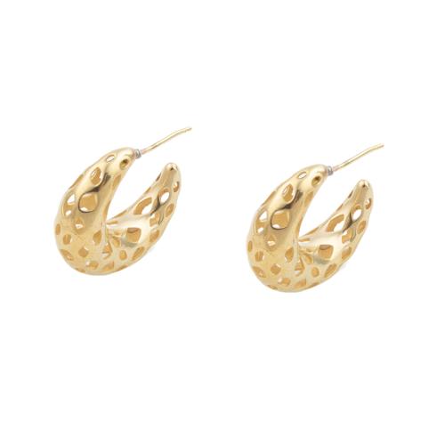 Brass Stud Earring, plated, for woman, golden, 21.50x7.50x23mm, 5Pairs/Lot, Sold By Lot