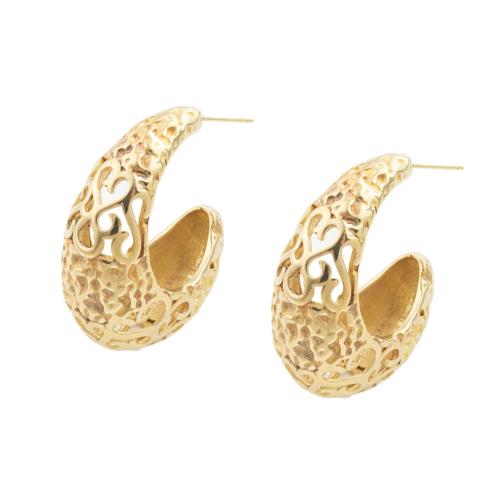 Brass Stud Earring, plated, for woman, golden, 35.50x13.50x29mm, 5Pairs/Lot, Sold By Lot