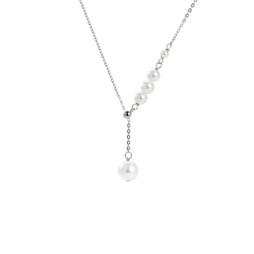 Titanstahl Halskette, mit Kunststoff Perlen, mit Verlängerungskettchen von 5cm, handgemacht, Modeschmuck & für Frau, originale Farbe, Länge ca. 43 cm, verkauft von PC