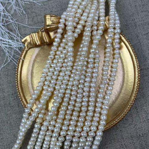 Natural Freshwater Pearl Loose Beads, fashion jewelry & different grades for choice & DIY, white, Length about 4-5mm, Approx 110PCs/Strand, Sold By Strand