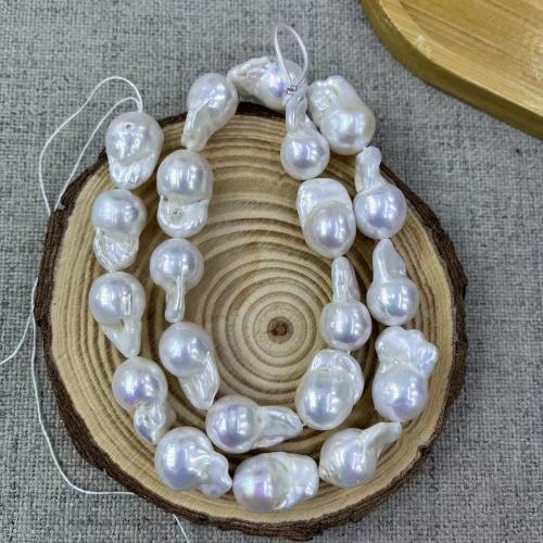 Perles nacres baroques de culture d'eau douce , perle d'eau douce cultivée, bijoux de mode & DIY, blanc, 13x21mm, Environ 21PC/brin, Vendu par brin