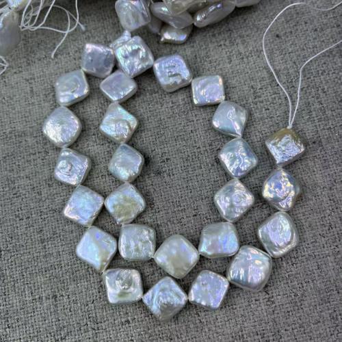 Natural Freshwater Pearl Loose Beads, Rhombus, fashion jewelry & DIY, white, 13x15mm, Approx 27PCs/Strand, Sold By Strand