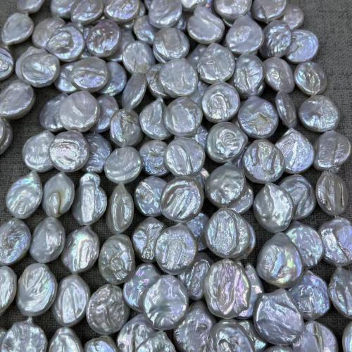 Cultured Button Freshwater Pearl Beads, fashion jewelry & DIY, white, Length about 18-19mm, Approx 19PCs/Strand, Sold By Strand