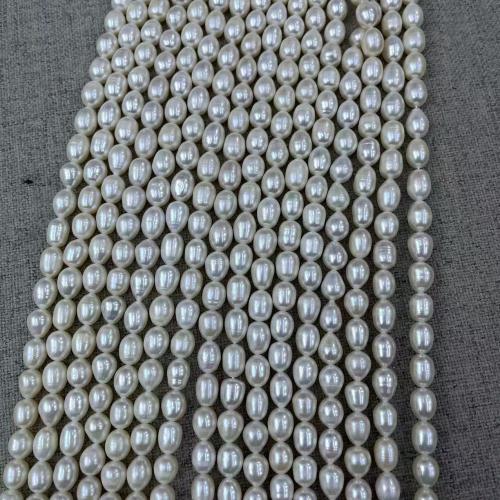 Cultured Rice Freshwater Pearl Beads, fashion jewelry & DIY, white, Length about 8-9mm, Approx 36PCs/Strand, Sold By Strand