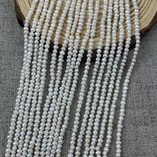 Natural Freshwater Pearl Loose Beads, Slightly Round, fashion jewelry & DIY, white, 2.50mm, Approx 160PCs/Strand, Sold By Strand