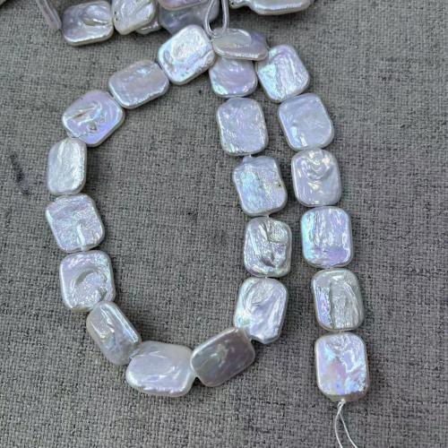 Natural Freshwater Pearl Loose Beads, Rectangle, fashion jewelry & DIY, white, 15x19mm, Approx 21PCs/Strand, Sold By Strand