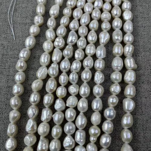 Perles de culture d'eau douce Keishi, perle d'eau douce cultivée, baroque, bijoux de mode & DIY, blanc, Length about 9-10mm, Environ 33PC/brin, Vendu par brin