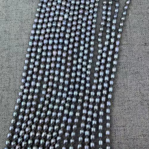 Cultured Rice Freshwater Pearl Beads, fashion jewelry & DIY, silver color, Length about 4-5mm, Approx 54PCs/Strand, Sold By Strand