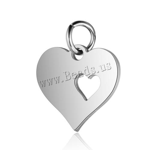 Stainless Steel Heart Pendants, 304 Stainless Steel, fashion jewelry & Unisex, 12x12x1.50mm, Sold By PC