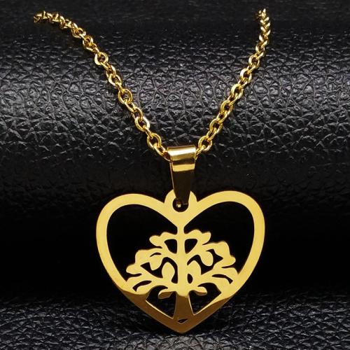 Stainless Steel Jewelry Necklace 304 Stainless Steel Heart polished fashion jewelry & Unisex golden Length Approx 50 cm Sold By PC