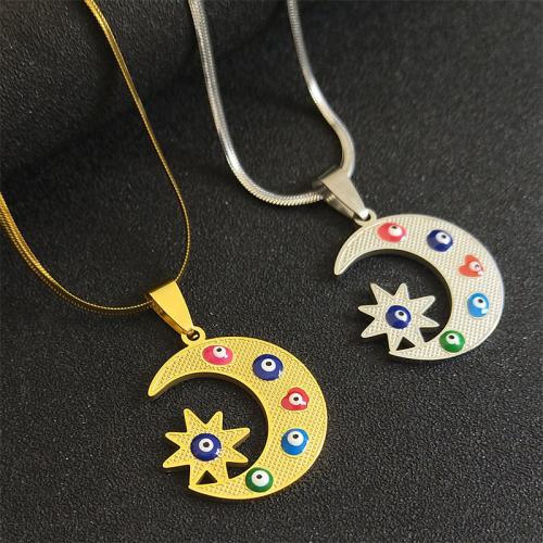 Evil Eye Jewelry Necklace 304 Stainless Steel polished fashion jewelry & Unisex & enamel Length Approx 50 cm Sold By PC