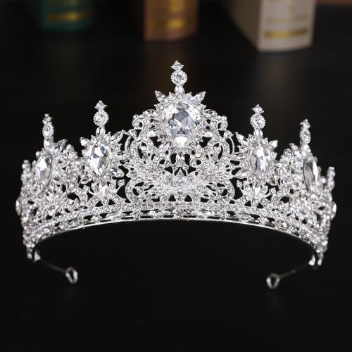 Bridal Tiaras, Tibetan Style, with Crystal, fashion jewelry & for woman & with rhinestone, silver color, nickel, lead & cadmium free, diameter 140mm, height 75mm, arc length 280mm, Sold By PC