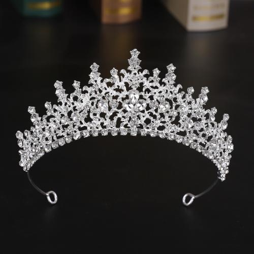 Bridal Tiaras, Tibetan Style, with Crystal, fashion jewelry & for woman & with rhinestone, silver color, nickel, lead & cadmium free, diameter 140mm, height 75mm, arc length 280mm, Sold By PC