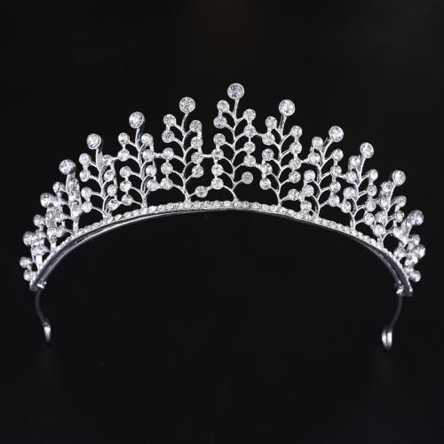 Bridal Tiaras, Tibetan Style, fashion jewelry & for woman & with rhinestone, silver color, nickel, lead & cadmium free, diameter 140mm, height 70mm, arc length 280-300mm, Sold By PC