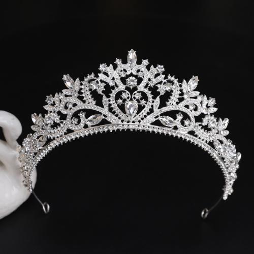 Bridal Tiaras Zinc Alloy fashion jewelry & for woman & with rhinestone silver color nickel lead & cadmium free diameter 140mm height 70mm arc length 280-300mm Sold By PC