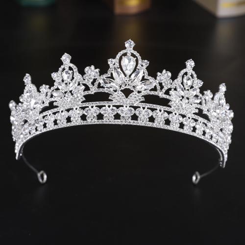 Bridal Tiaras Zinc Alloy fashion jewelry & for woman & with rhinestone silver color nickel lead & cadmium free diameter 140mm height 70mm arc length 280-300mm Sold By PC