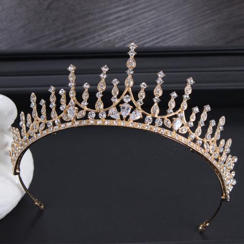 Bridal Tiaras, Tibetan Style, micro pave cubic zirconia & for woman & with rhinestone, golden, nickel, lead & cadmium free, diameter 150mm, height 58mm, arc length 280-300mm, Sold By PC