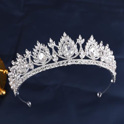 Bridal Tiaras, Tibetan Style, with Crystal, fashion jewelry & for woman & with rhinestone, silver color, nickel, lead & cadmium free, diameter 140mm, height 70mm, arc length 280-300mm, Sold By PC
