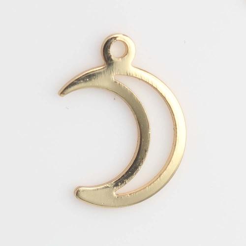 Brass Jewelry Pendants, Moon, gold color plated, DIY, nickel, lead & cadmium free, 16.10x11.20x0.90mm, Sold By PC