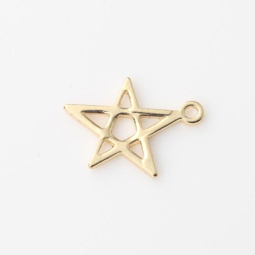 Brass Jewelry Pendants, Star, gold color plated, DIY, nickel, lead & cadmium free, 14.10x10.20x1mm, Sold By PC