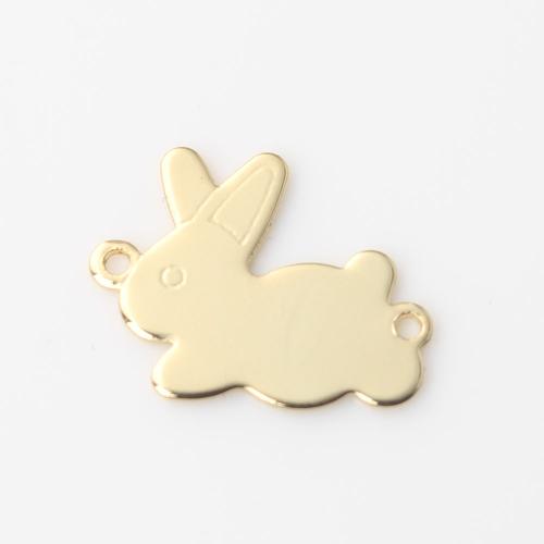Brass Jewelry Pendants, Rabbit, gold color plated, DIY, nickel, lead & cadmium free, 16.40x12.30x0.60mm, Sold By PC