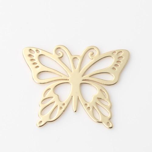 Bijoux pendentifs en laiton, papillon, Placage de couleur d'or, DIY, protéger l'environnement, sans nickel, plomb et cadmium, 25.90x20.90x0.80mm, Vendu par PC
