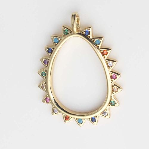 Cubic Zirconia Micro Pave Brass Pendant, Teardrop, gold color plated, DIY & micro pave cubic zirconia, multi-colored, nickel, lead & cadmium free, 29.10x21.30x2.20mm, Sold By PC