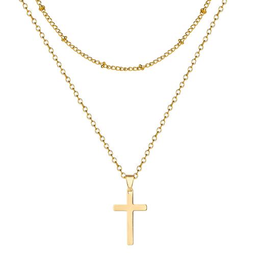 Messing Halskette, 14 K vergoldet, Doppelschicht & Modeschmuck & für Frau, frei von Nickel, Blei & Kadmium, verkauft von PC