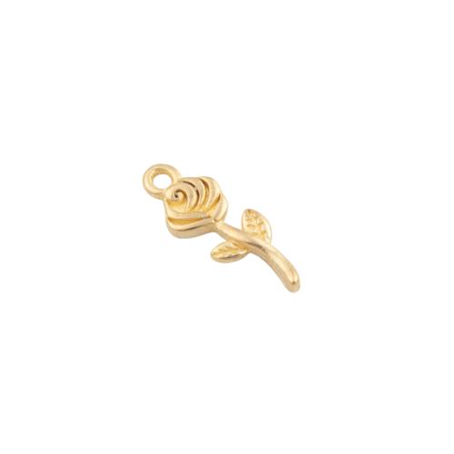 Brass Jewelry Pendants, Rose, plated, DIY, golden, 13x3.50x0.50mm, 30PCs/Lot, Sold By Lot