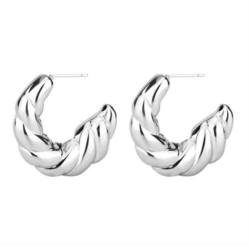 925 Sterling Silver Stud Earring, fashion jewelry & for woman, silver color, 32.50x32.50mm, Sold By Pair