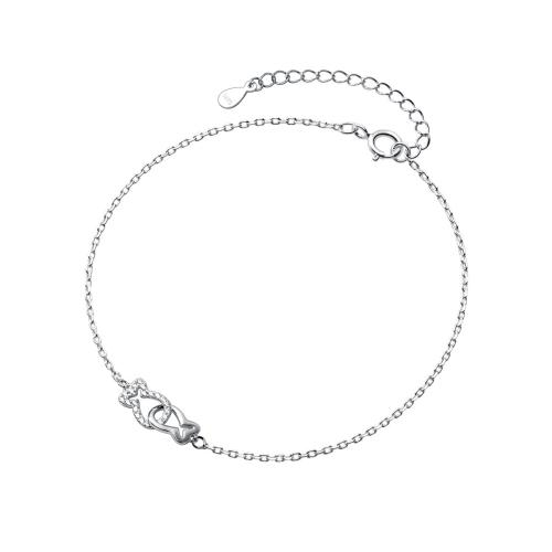 925 de prata esterlina tornozeleira, with 2.2inch extender chain, Peixe, para mulher & com strass & vazio, comprimento Aprox 10.6 inchaltura, vendido por PC