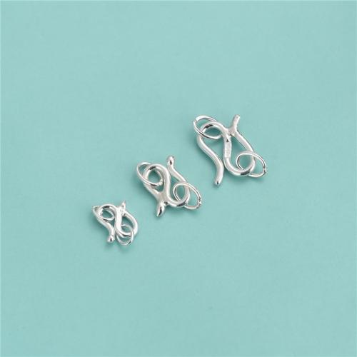 925 Sterling Silver S Hook Clasp, DIY & different size for choice, silver color, Sold By PC