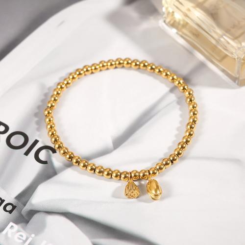 Bracelets en argent sterling, Acier titane, bijoux de mode & pour femme, doré, Longueur:Environ 17 cm, Vendu par PC