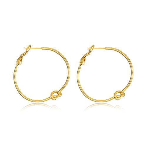 Stainless Steel Hoop Earring, 304 Stainless Steel, 18K gold plated, fashion jewelry & for woman, golden, 37x36mm, Sold By Pair