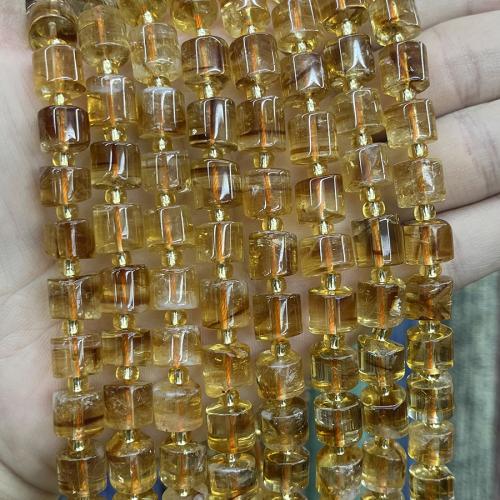 Natürlicher Citrin Perlen, Gelbquarz Perlen, Zylinder, Modeschmuck & DIY, gelb, Length about 8-9mm, verkauft per ca. 38 cm Strang