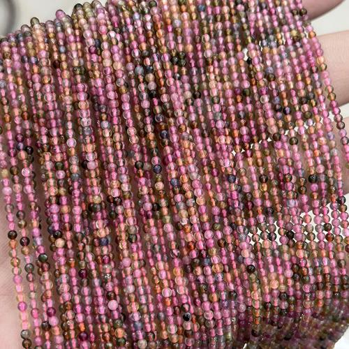 Koraliki z kameniem szlachetnym, Turmalin, Koło, biżuteria moda & DIY, mieszane kolory, 2.50mm, sprzedawane na około 38 cm Strand