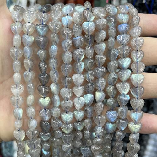 Perles en labradorite, coeur, bijoux de mode & DIY, gris, 8mm, Vendu par Environ 38 cm brin