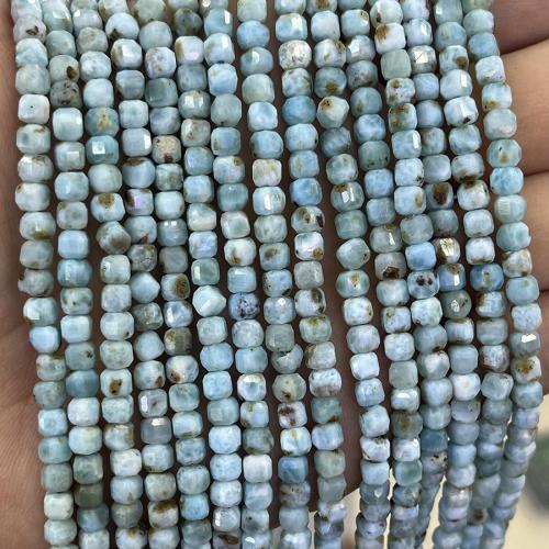 Gemstone Jewelry Beads, Larimar, Square, fashion jewelry & DIY & faceted, blue, 4mm, Sold Per Approx 38 cm Strand