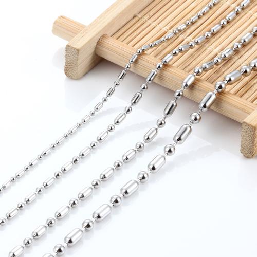Rustfrit Stål Nekclace Chain, 304 rustfrit stål, du kan DIY & forskellig størrelse for valg, nikkel, bly & cadmium fri, Ca. 5m/Bag, Solgt af Bag