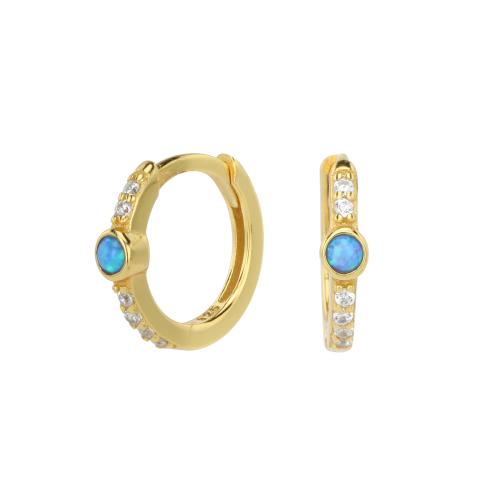 Cubic Zirconia Micro Pave Sterling Silver Earring 925 Sterling Silver with Blue Opal fashion jewelry & micro pave cubic zirconia & for woman nickel lead & cadmium free Sold By Pair