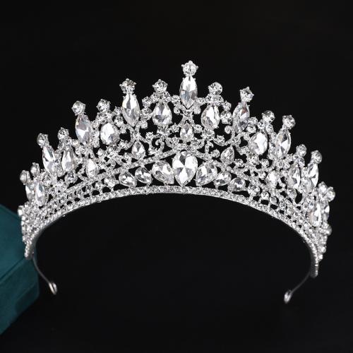 Bridal Tiaras, Tibetan Style, with Crystal, silver color plated, fashion jewelry & for woman & with rhinestone, silver color, nickel, lead & cadmium free, diameter 140mm, height 75mm, arc length 280mm, Sold By PC