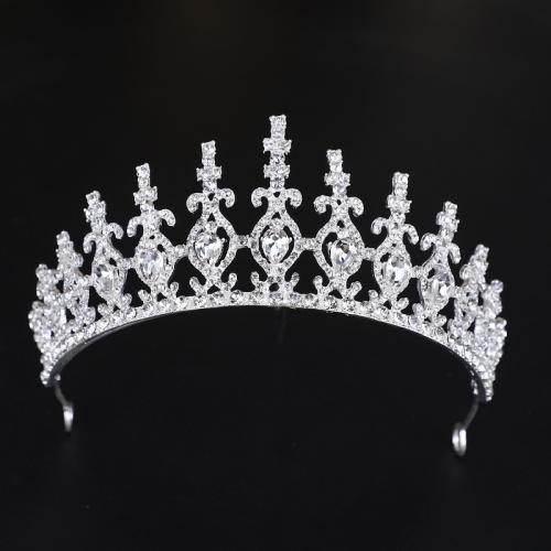 Bridal Tiaras, Tibetan Style, silver color plated, fashion jewelry & for woman & with rhinestone, silver color, nickel, lead & cadmium free, diameter 140mm, height 70mm, arc length 280-300mm, Sold By PC