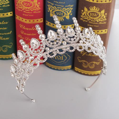 Bridal Tiaras, Tibetan Style, with Crystal, silver color plated, fashion jewelry & for woman & with rhinestone, silver color, nickel, lead & cadmium free, height 65mm, arc length 330mm, Sold By PC