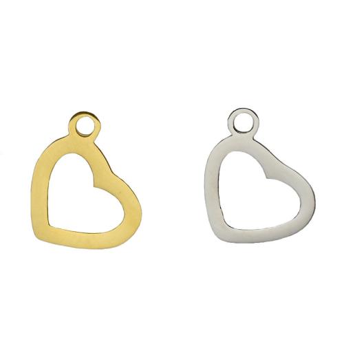 Stainless Steel Heart Pendants, 304 Stainless Steel, Vacuum Ion Plating, DIY, more colors for choice, 10x12x1.70mm, Sold By PC