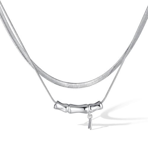 Edelstahl Schmuck Halskette, 304 Edelstahl, mit Messing, mit Verlängerungskettchen von 55mm, poliert, Doppelschicht & Modeschmuck & unisex, originale Farbe, frei von Nickel, Blei & Kadmium, Länge 410 Millimeter, 465 Millimeter, verkauft von PC